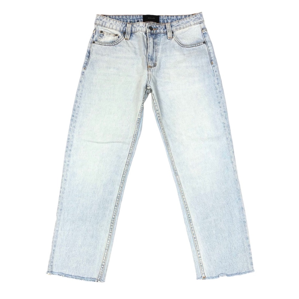 Rolla's Women's Light Wash Cropped Relaxed Fit Jeans Size 30 30X25.5 Fray Hem
